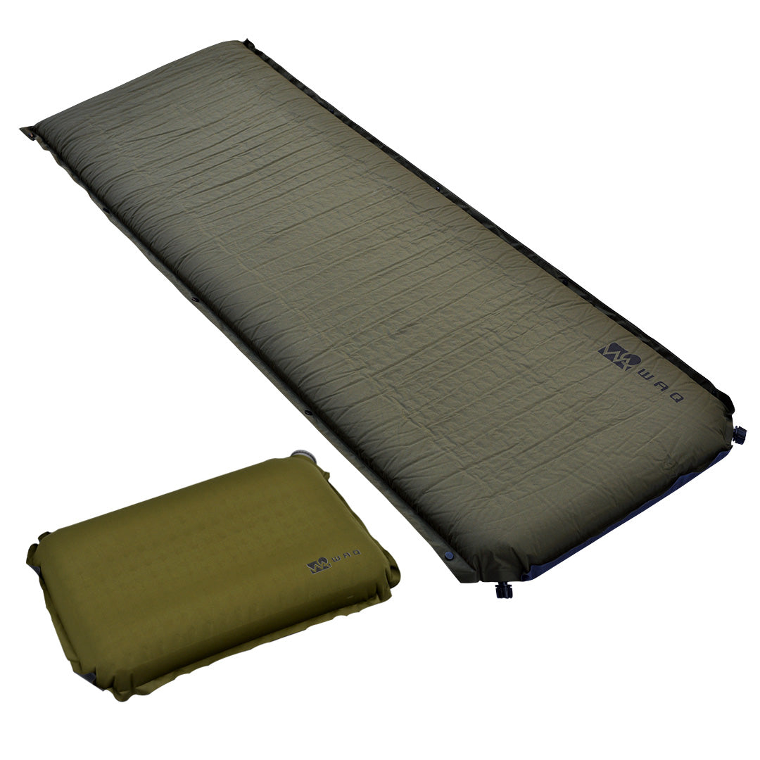 インフレータブル式マット 8cm & リラクシングピローセット WAQ 車中泊