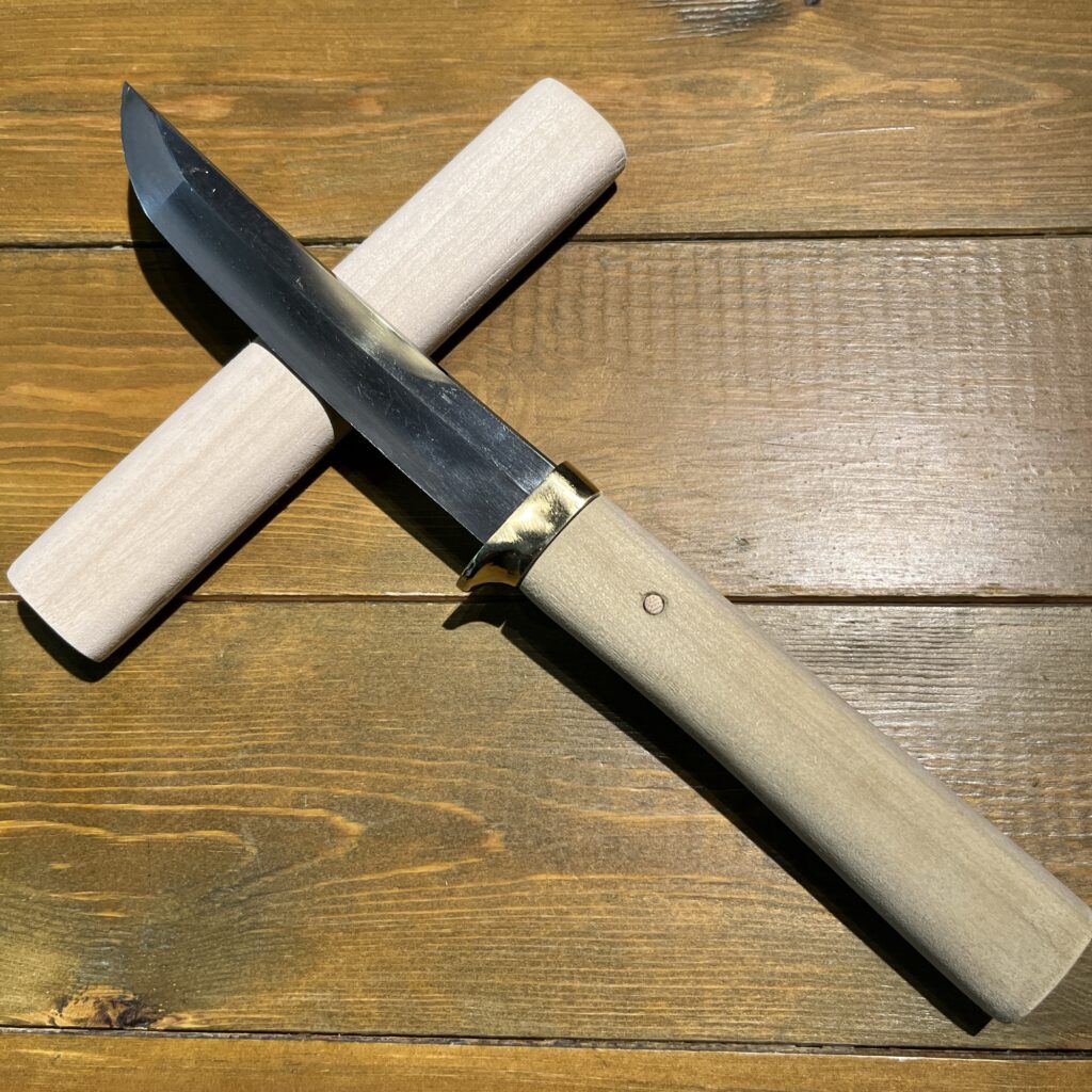 日本刀残欠クラフトナイフNo.25 了戒信光 切先 白鞘 – ウッドアンド