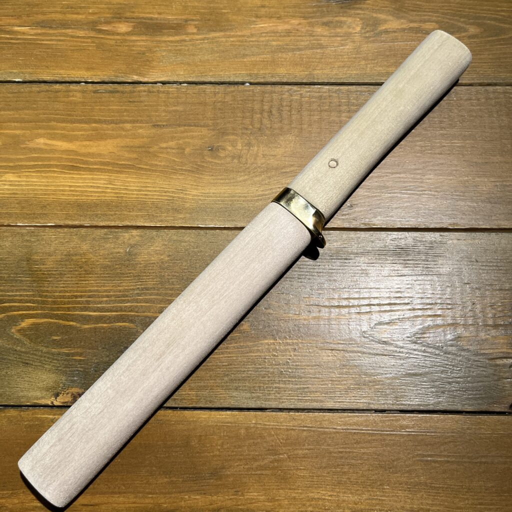 日本刀残欠クラフトナイフNo.25 了戒信光 切先 白鞘 – ウッドアンド