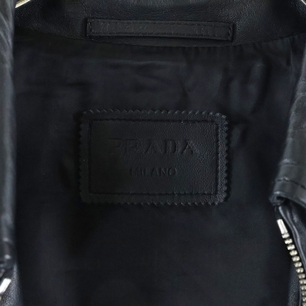 PRADA(プラダ) SHORT LEATHER ZIP UP JACKET トライアングルロゴジップ