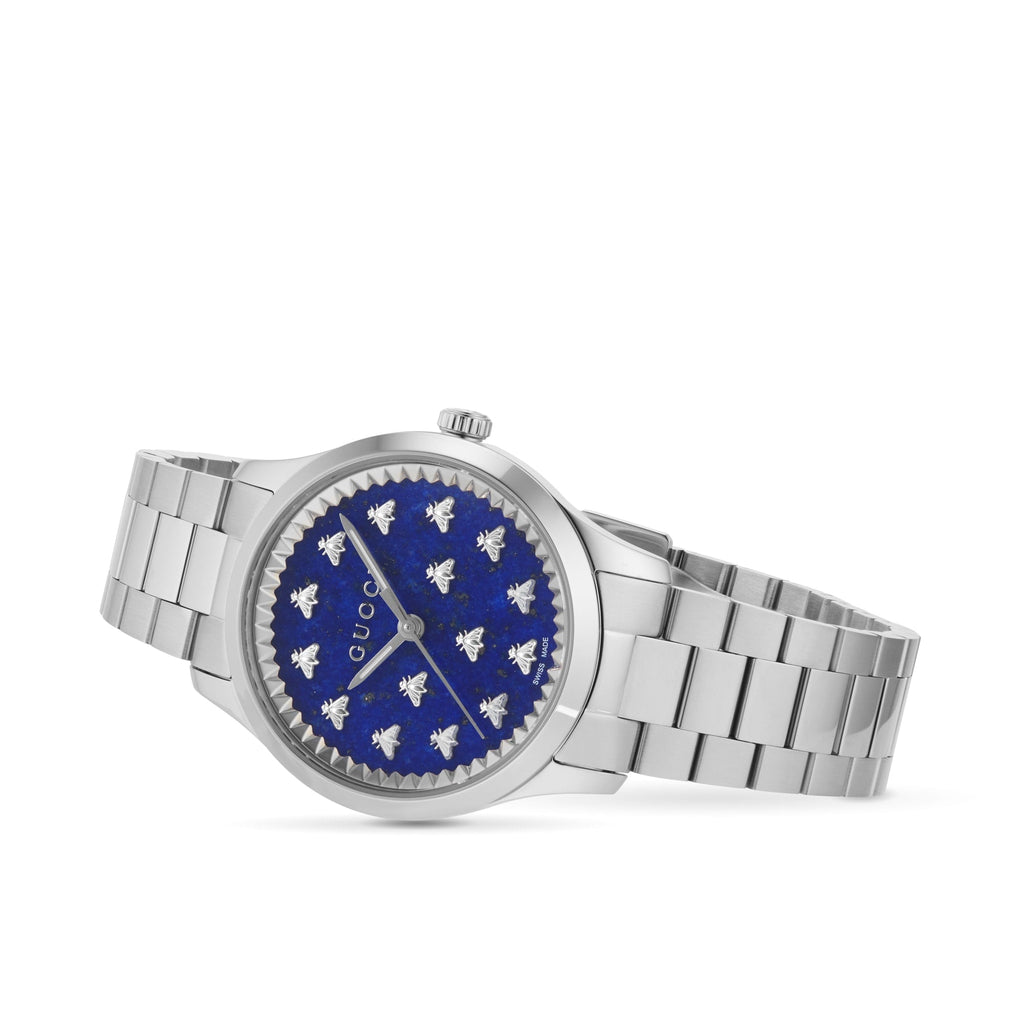 Gucci G Timeless Quartz Blue Dial Silver Steel Strap Watch for Women