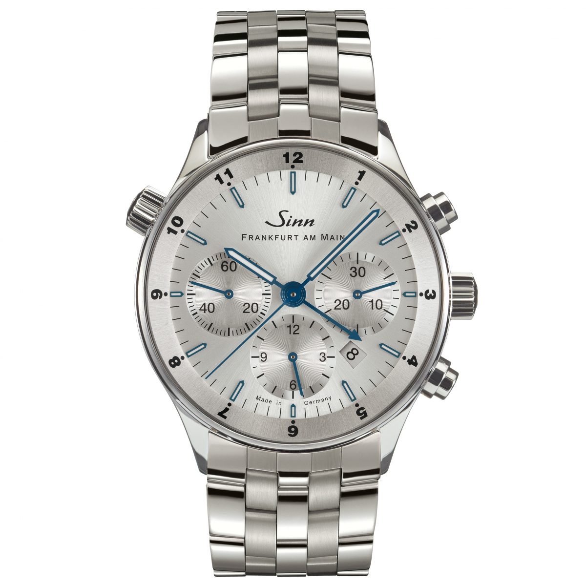 唯一無二の模様が魅力のチタンダマスカス製ケース、輝くサンレイ仕上げ