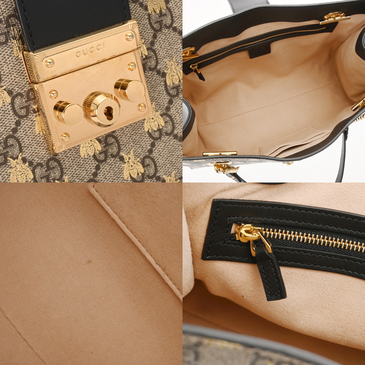 グッチ パドロック ラージトートバッグ ビー ベージュ /ブラック