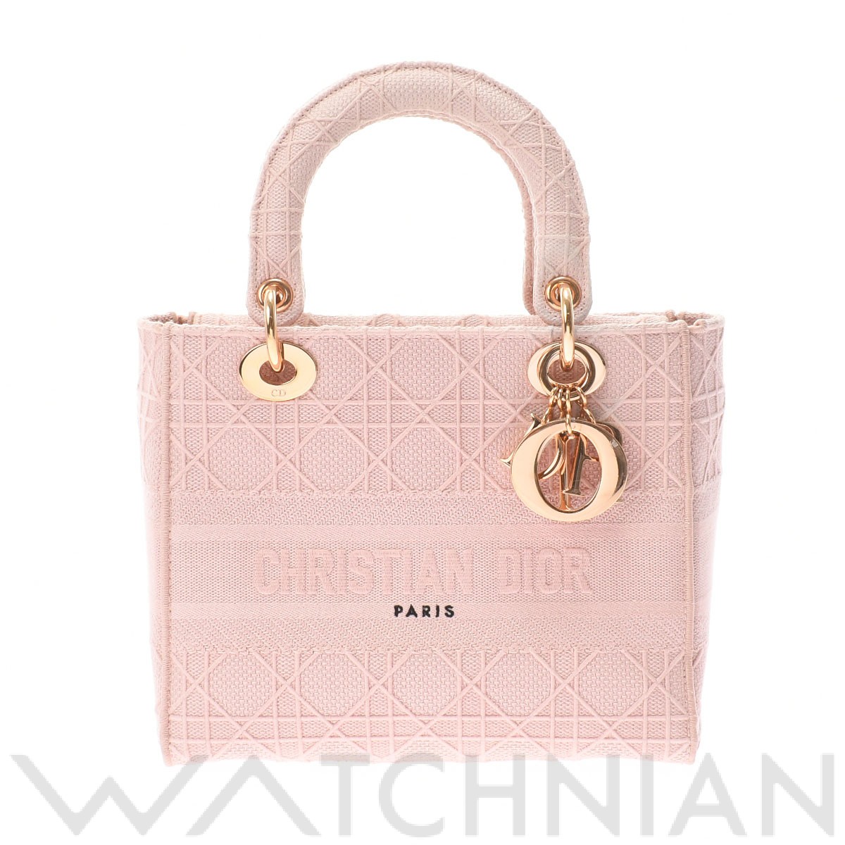 LADY D-LITE ミディアムバッグ カナージュ ピンクベージュ