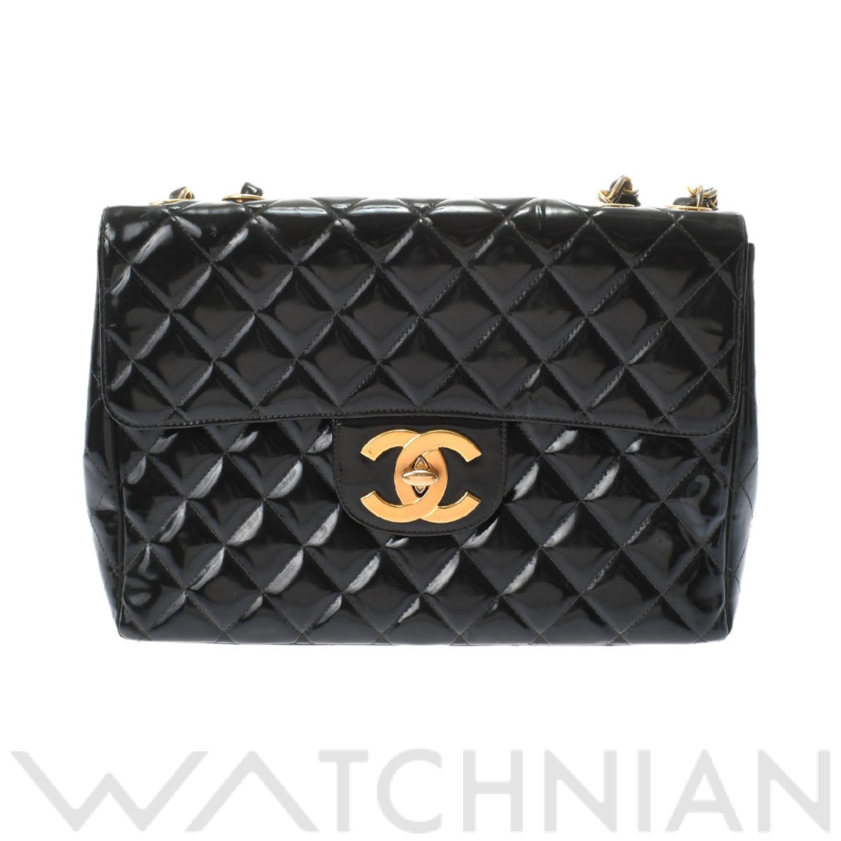 デカマトラッセ チェーンショルダー 30cm ブラック/ゴールド金具