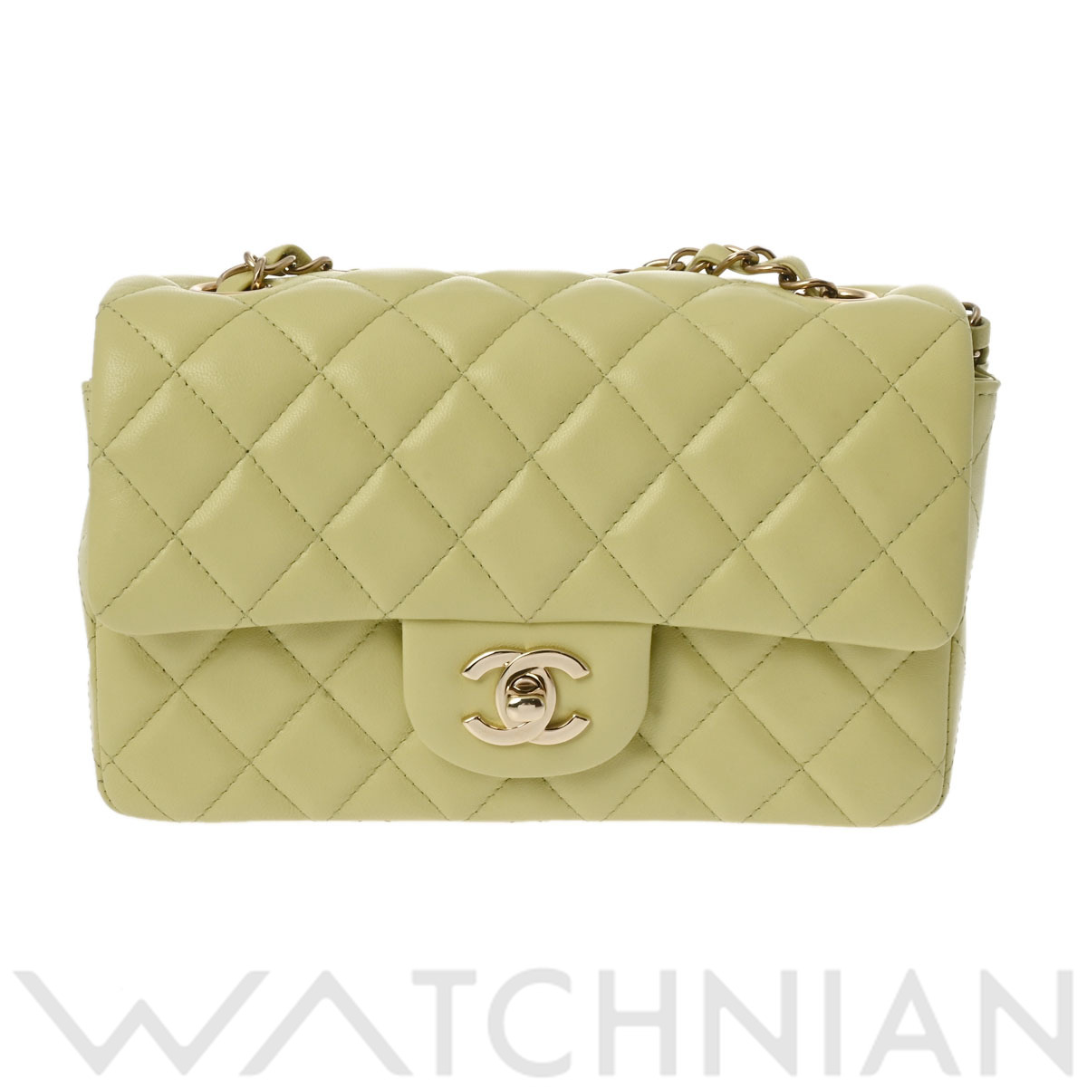 シャネル ミニフラップバッグ 20 ライトグリーン A69900 ラムスキン