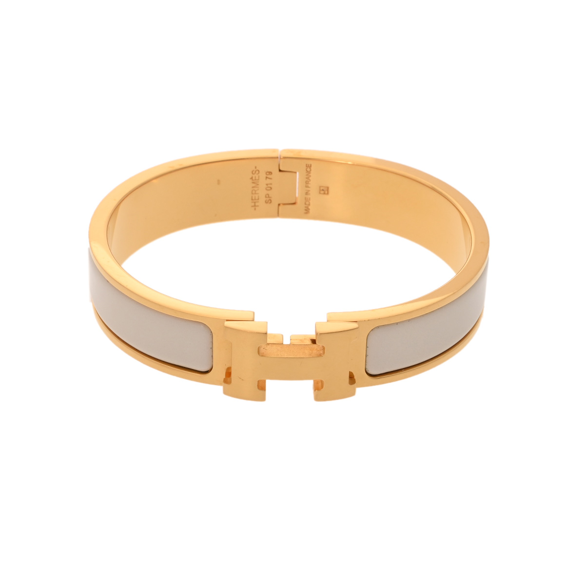 エルメス クリックH ホワイト/ゴールド金具 エナメル ユニセックス