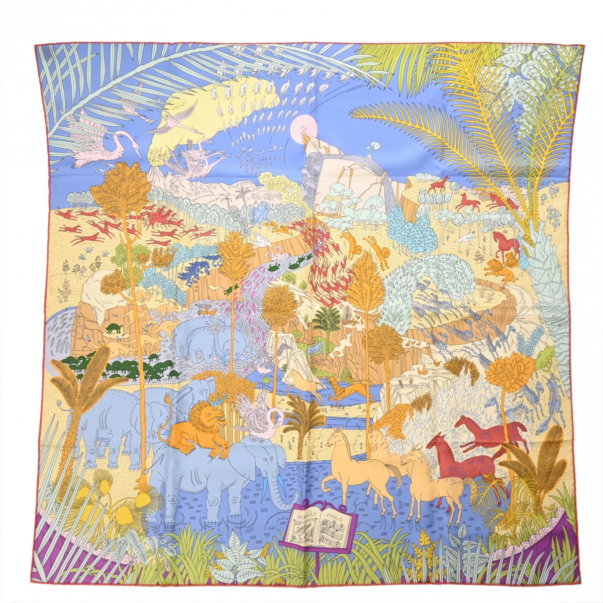 エルメス カレ 90 LE CARNAVAL DES ANIMAUX マルチカラー シルク100