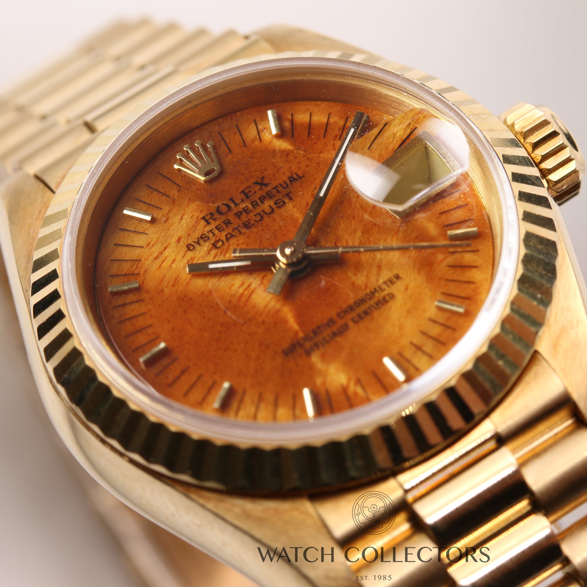 Rolex Lady DateJust 69178 Rare Wood dial 18K Yellow Gold