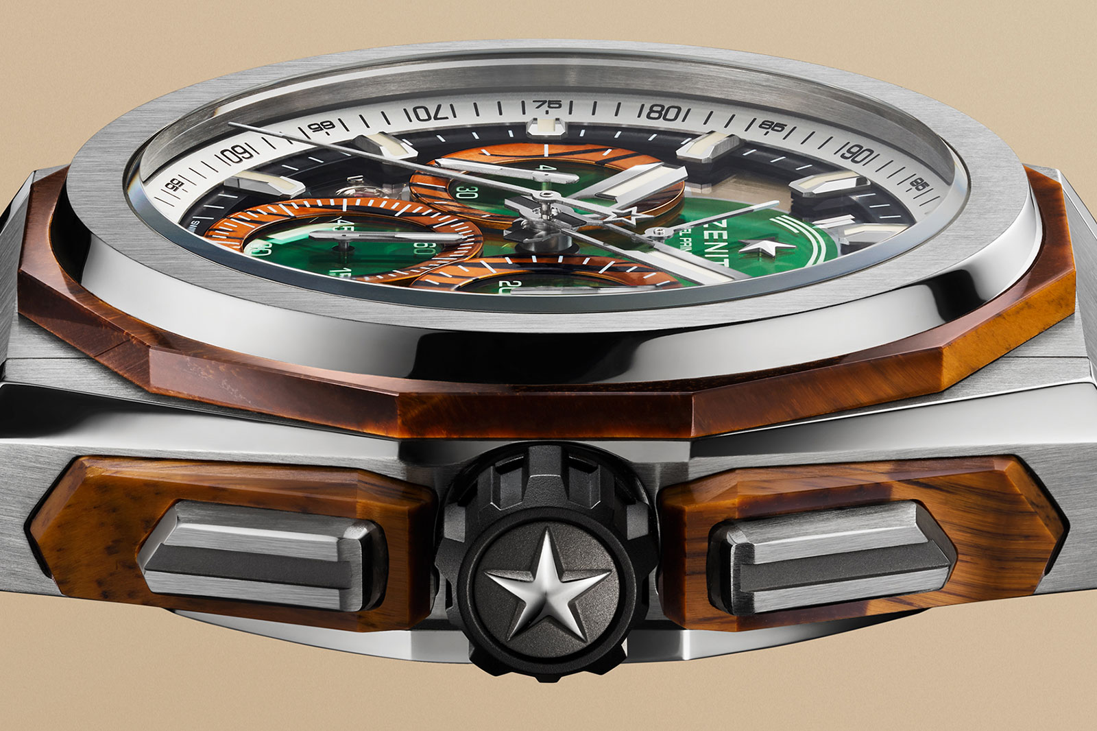 Zenith's 1/100th Second Chronograph Inlaid with Tiger's Eye | SJX