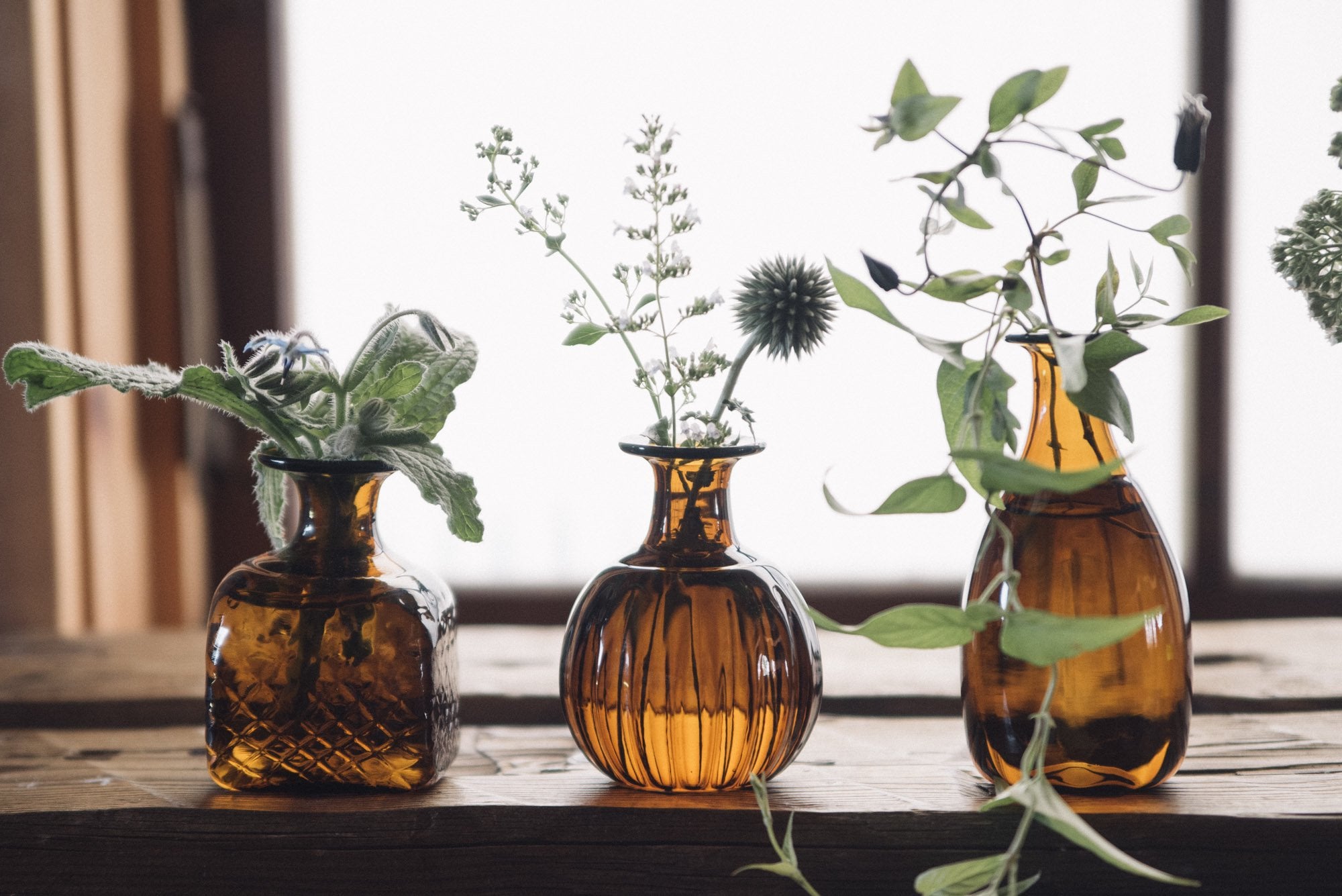 再生ガラス 一輪挿し アンバー｜ガラス工房 橙