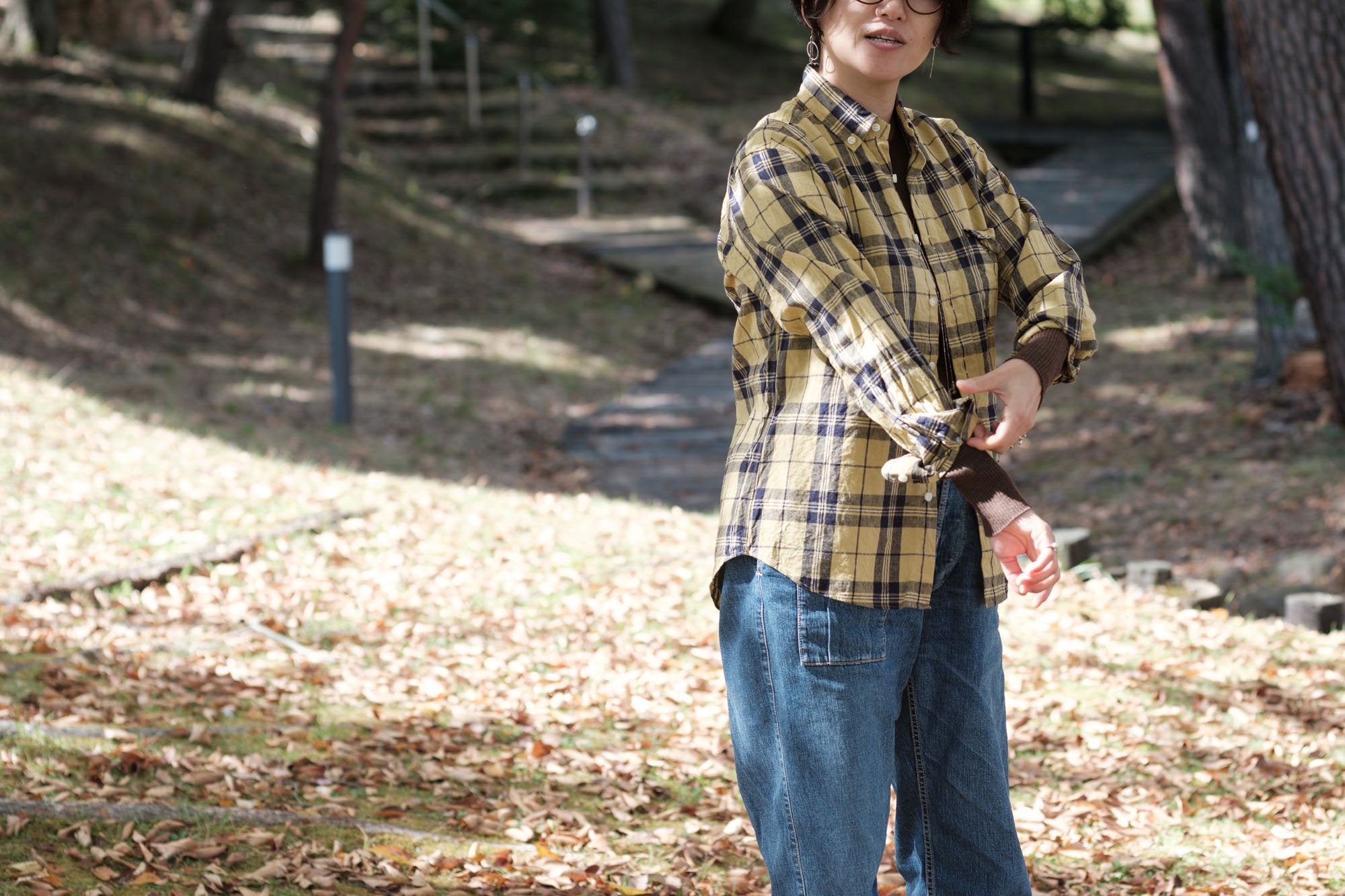 h.b b.d.シャツ コットンリネンチェック レッド｜classico