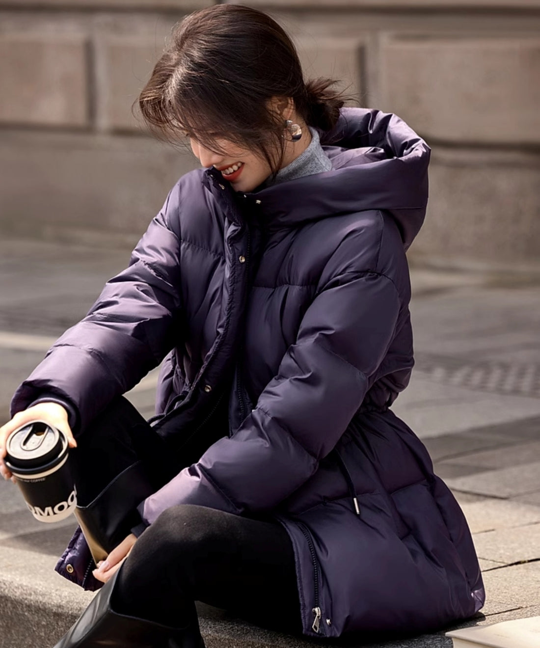 フード付きミドル丈ダウンジャケット – weMALL