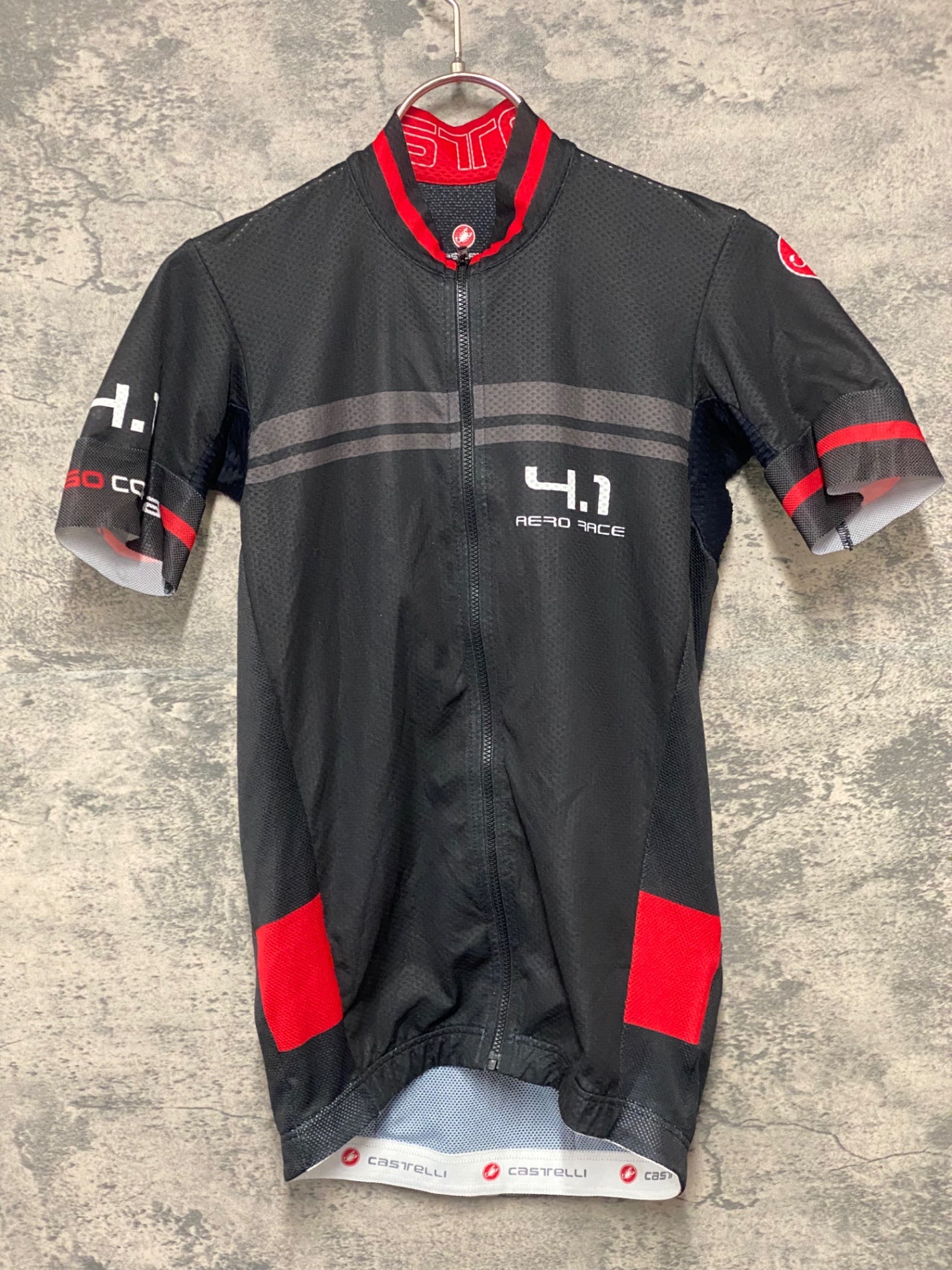 JT070 カステリ CASTELLI 半袖サイクルジャージ 黒 S ほつれあり