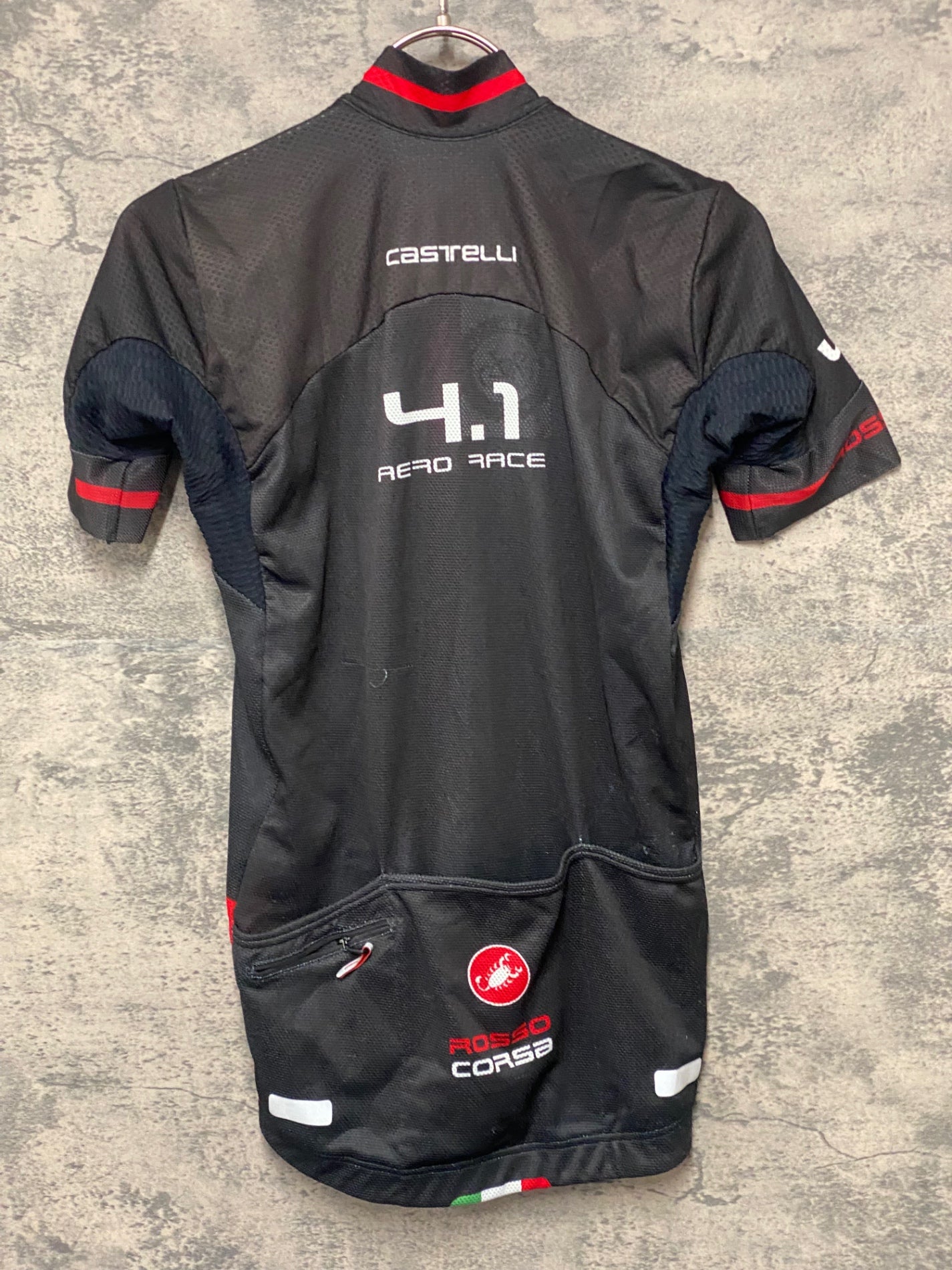 JT070 カステリ CASTELLI 半袖サイクルジャージ 黒 S ほつれあり