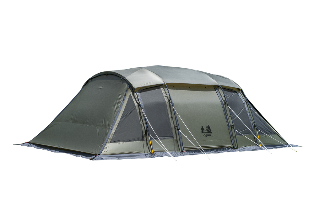 オガワの新作トンネル型テントは、ゆったりサイズを極めた6人用。開放