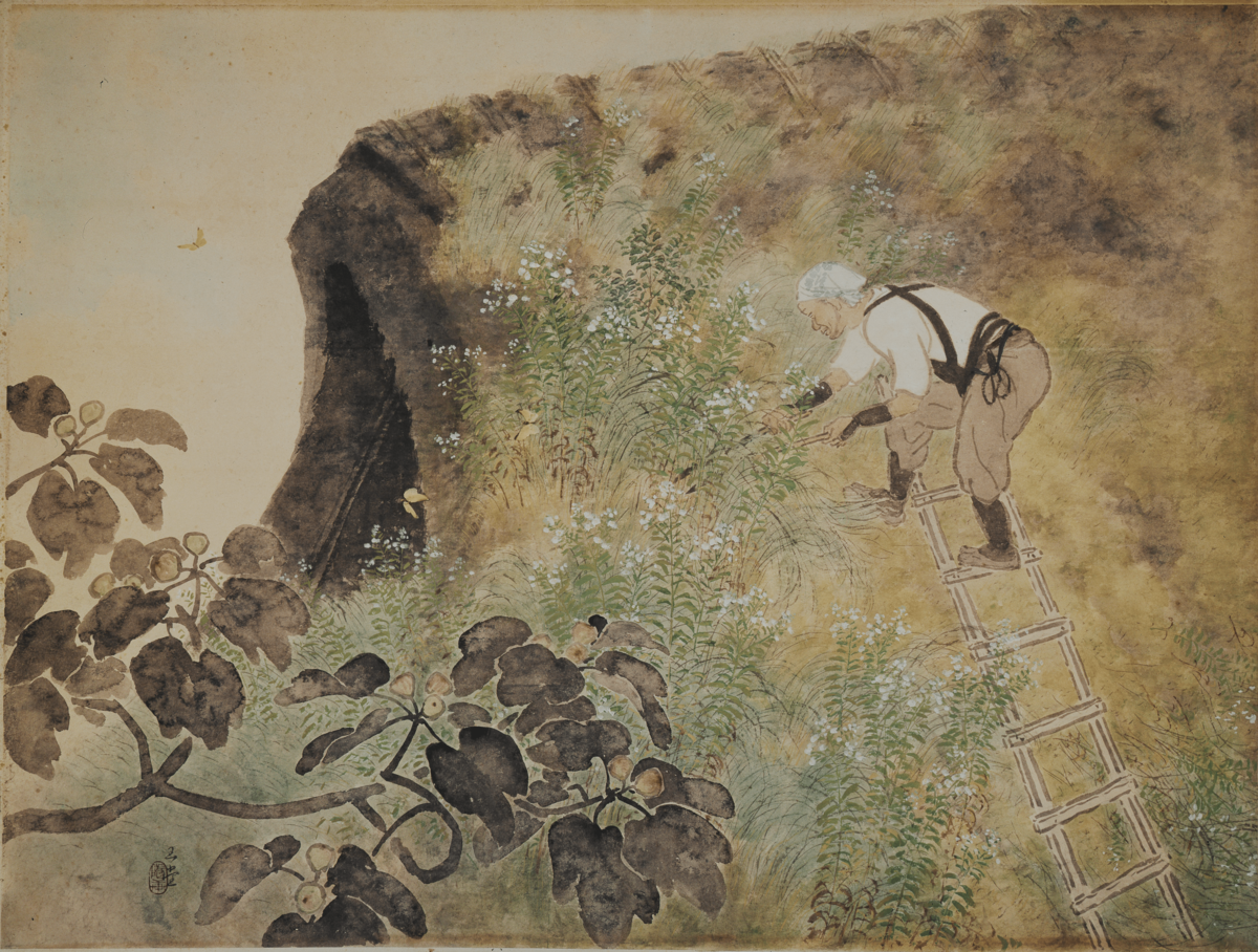 過ぎ去る季節を愛おしく描く／川合玉堂《屋根草を刈る》【富山県水墨