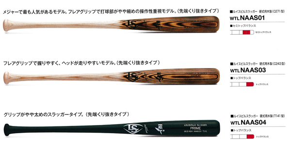 NAAS 2019ルイスビル硬式木製バットPRIME MLBアッシュWTLNAAS01.03.04
