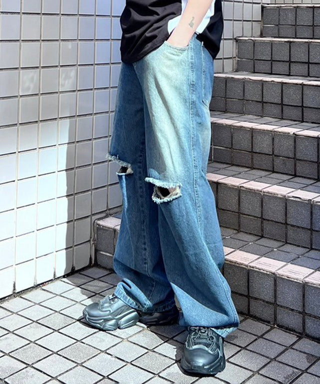 ワイドバギーダメージデニムパンツ – WEGO ONLINE STORE