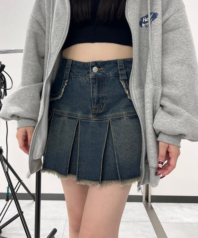 プリーツヘムフリンジデニムミニスカート《新色登場》 – WEGO ONLINE STORE