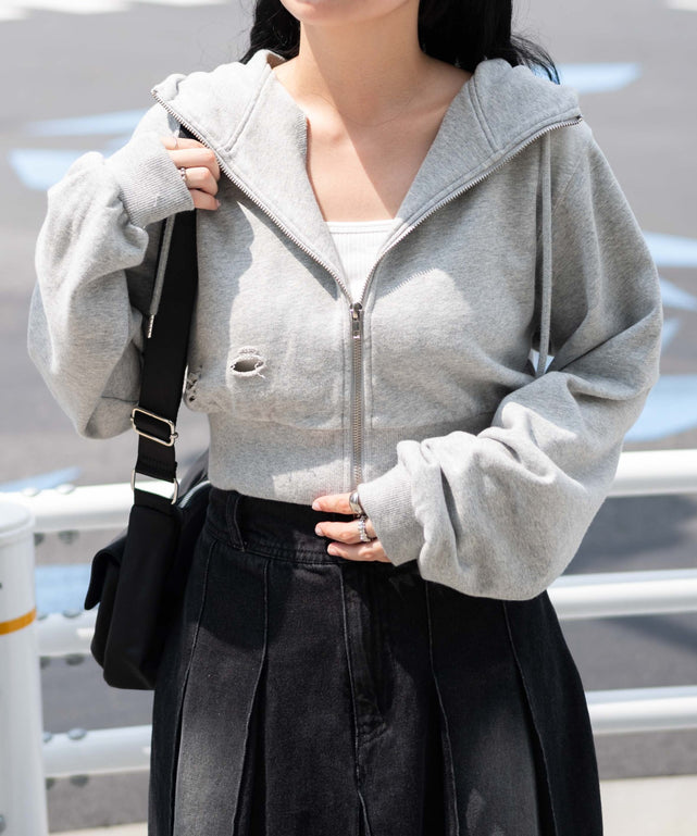 ヴィンテージウォッシュWジップショートパーカー｜WEGO（ウィゴー