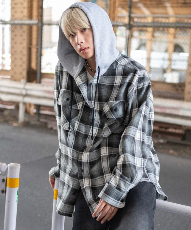 オンブレチェックフードネルシャツ（LS）｜WEGO（ウィゴー） – WEGO