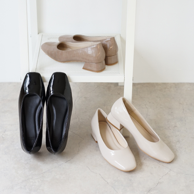 menue (メヌエ) スクエアトゥ台形ヒールパンプス 送料無料 | welleg