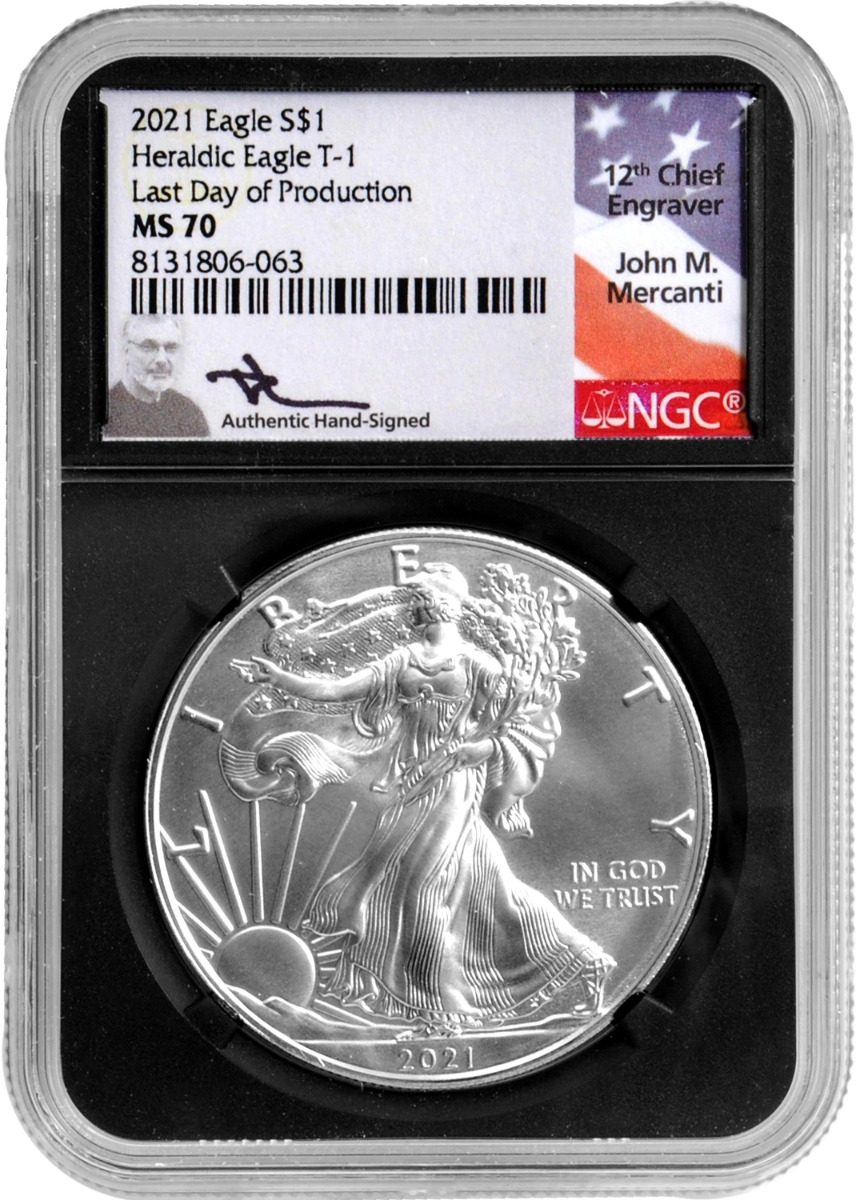 2021 Type 1 Silver Eagle NGC MS-70 Last Day of Production Signed by Jo