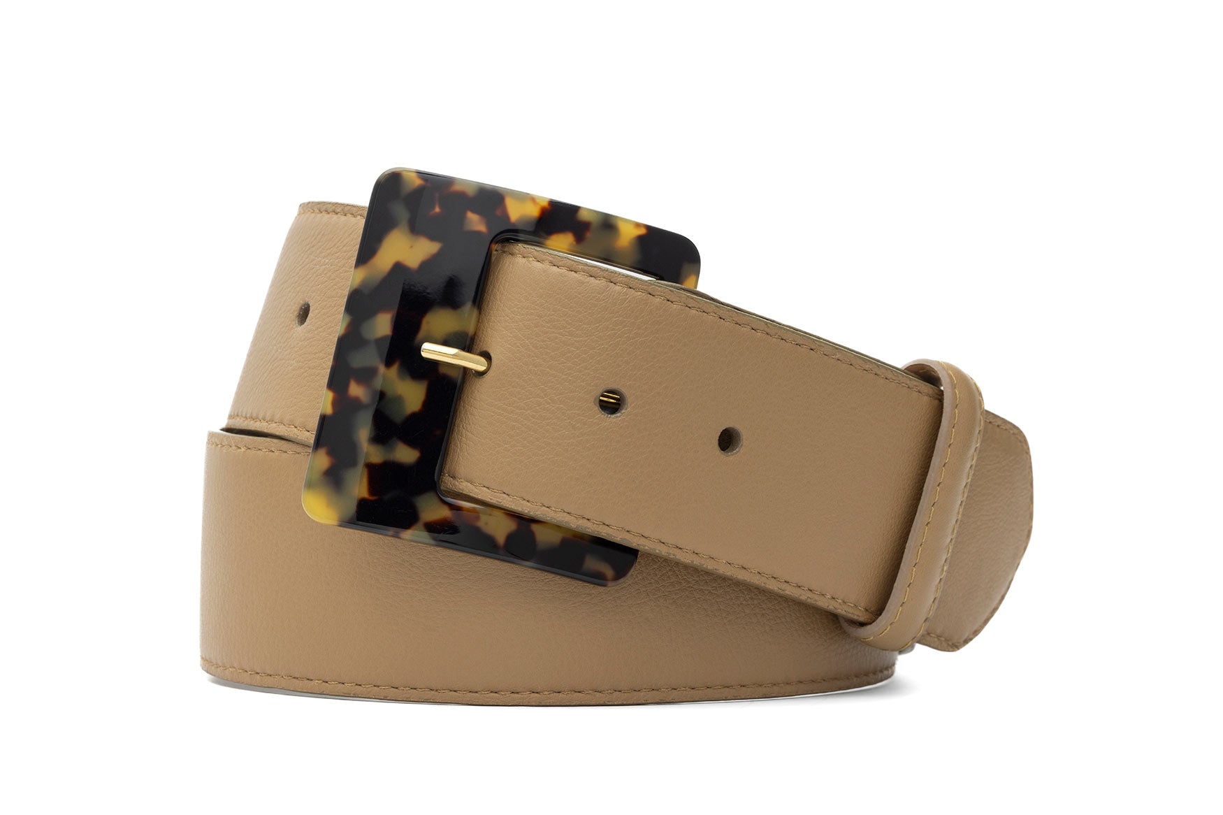 Luscious Calf Belt with Tortoise Buckle - w.kleinberg