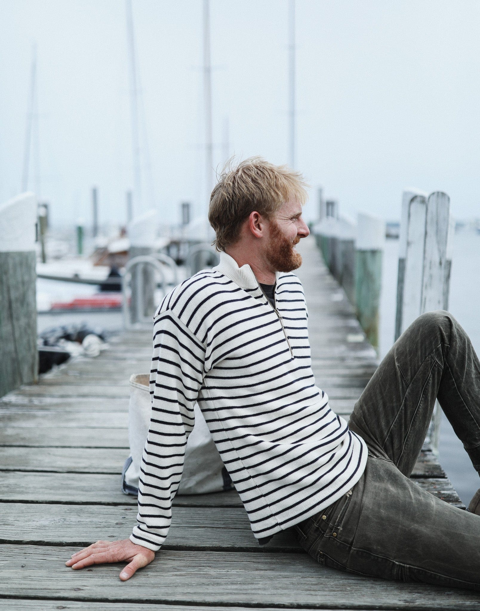 Nantucket Quarter Zip - Striped Cotton | Whalerknits