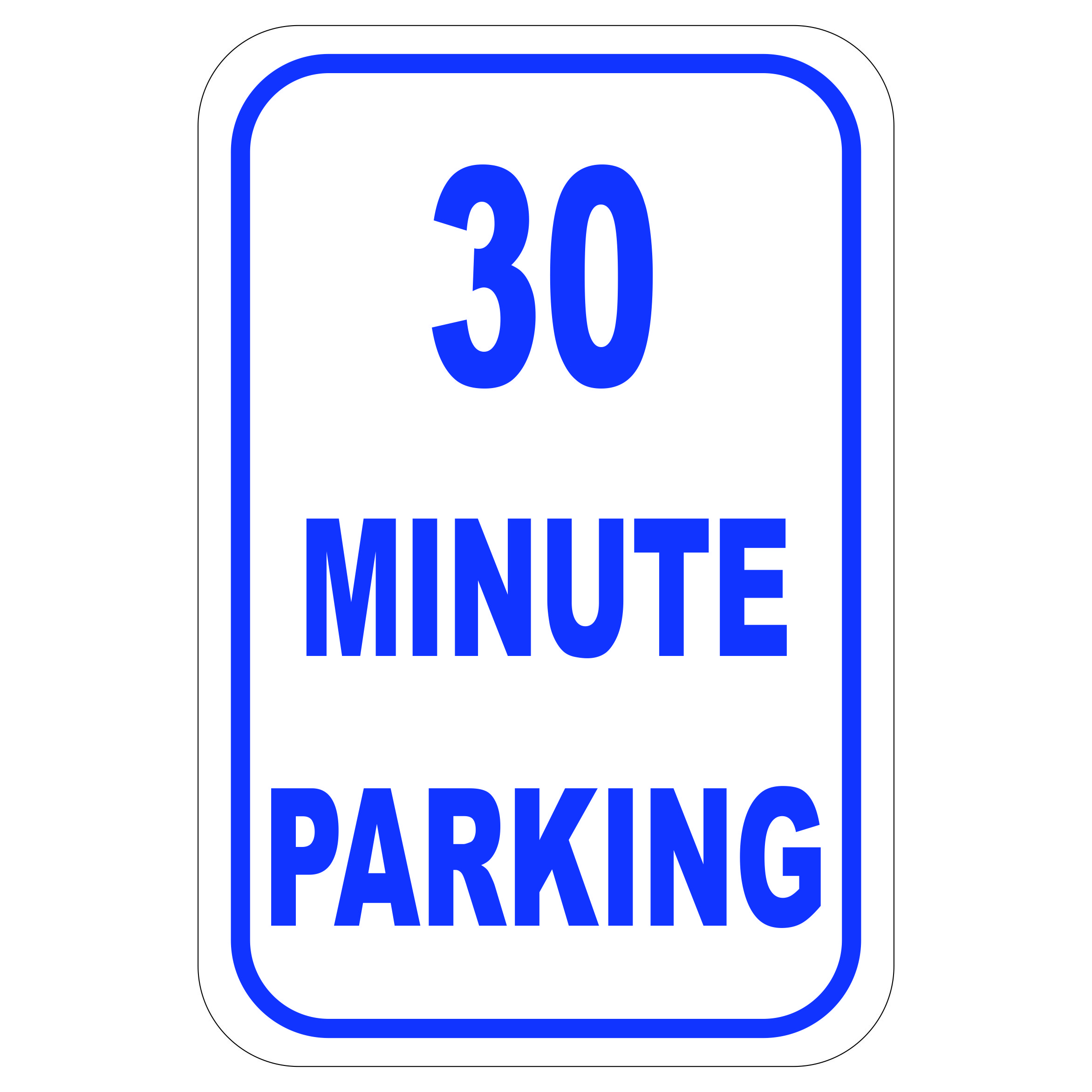 30 Minute Parking aluminum sign - Winmark Stamp & Sign - Stamps