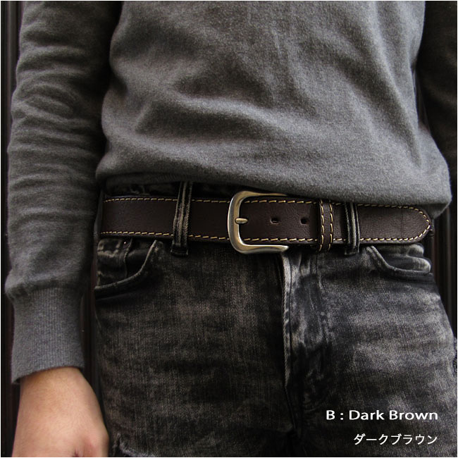 栃木レザー ベルト 本革 メンズ レザーベルト ダークブラウン