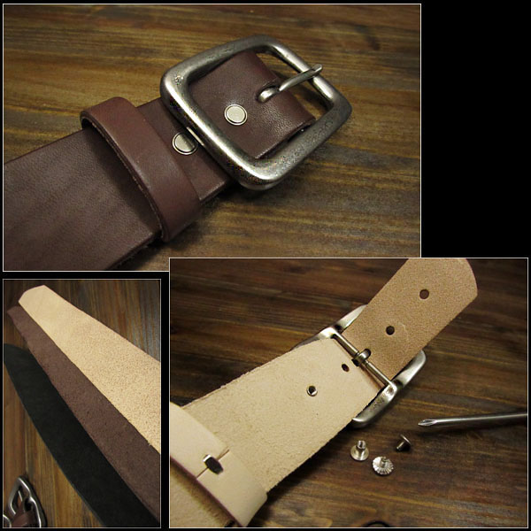 送料無料 メンズ レザーベルト ベルト 本革 ヌメ革 サドルレザー タン