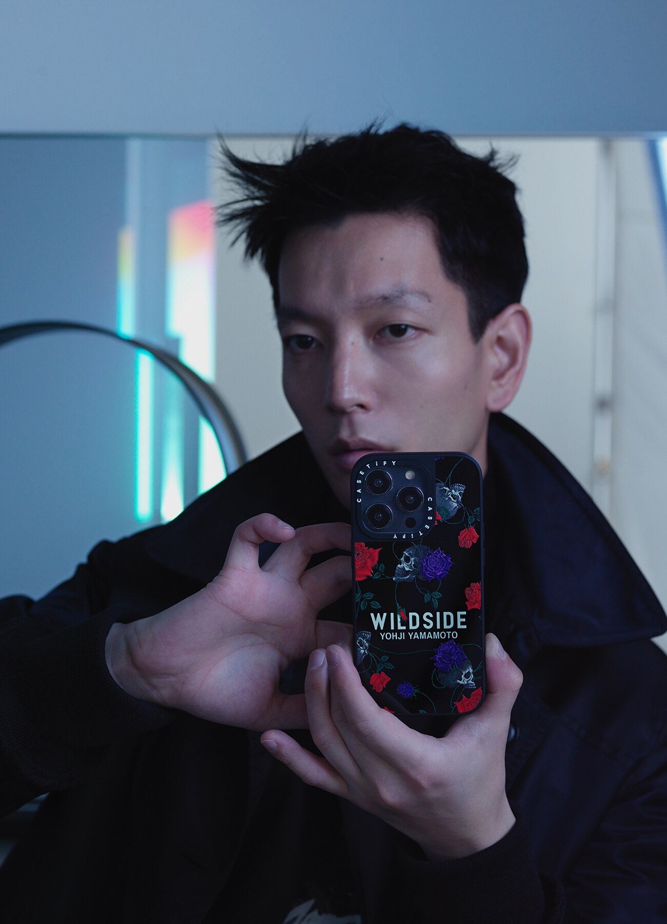 WILDSIDE×CASETiFY SKULL & ROSE iPhone case(Mirror/Black)(iPhone 14
