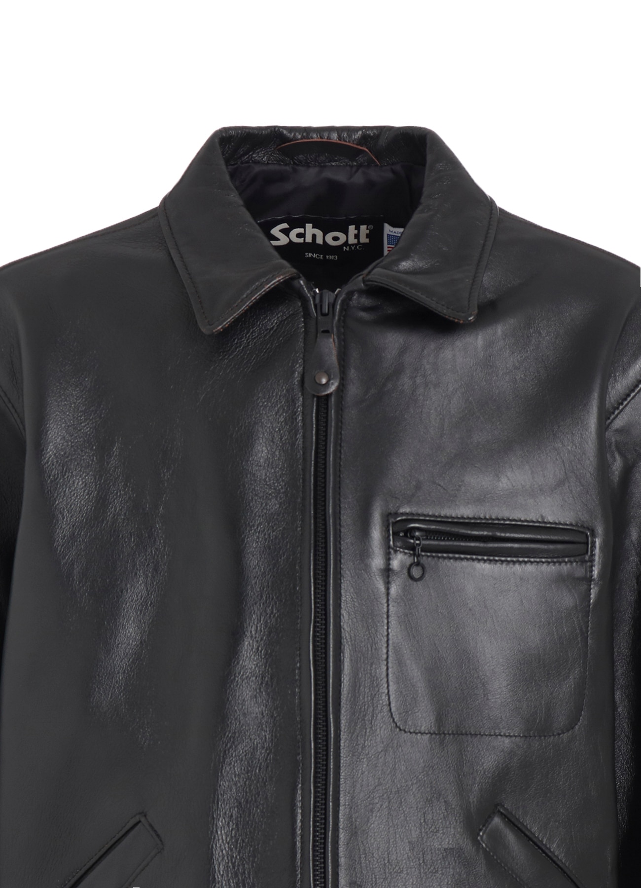 WILDSIDE × Schott LEATHER TRACKER JACKET(36 / S Black): Schott