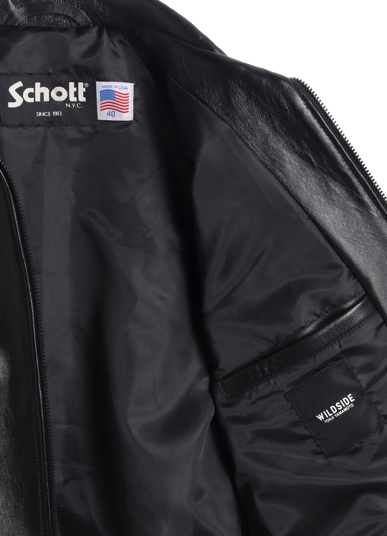 WILDSIDE × Schott LEATHER TRACKER JACKET(36 / S Black): Schott
