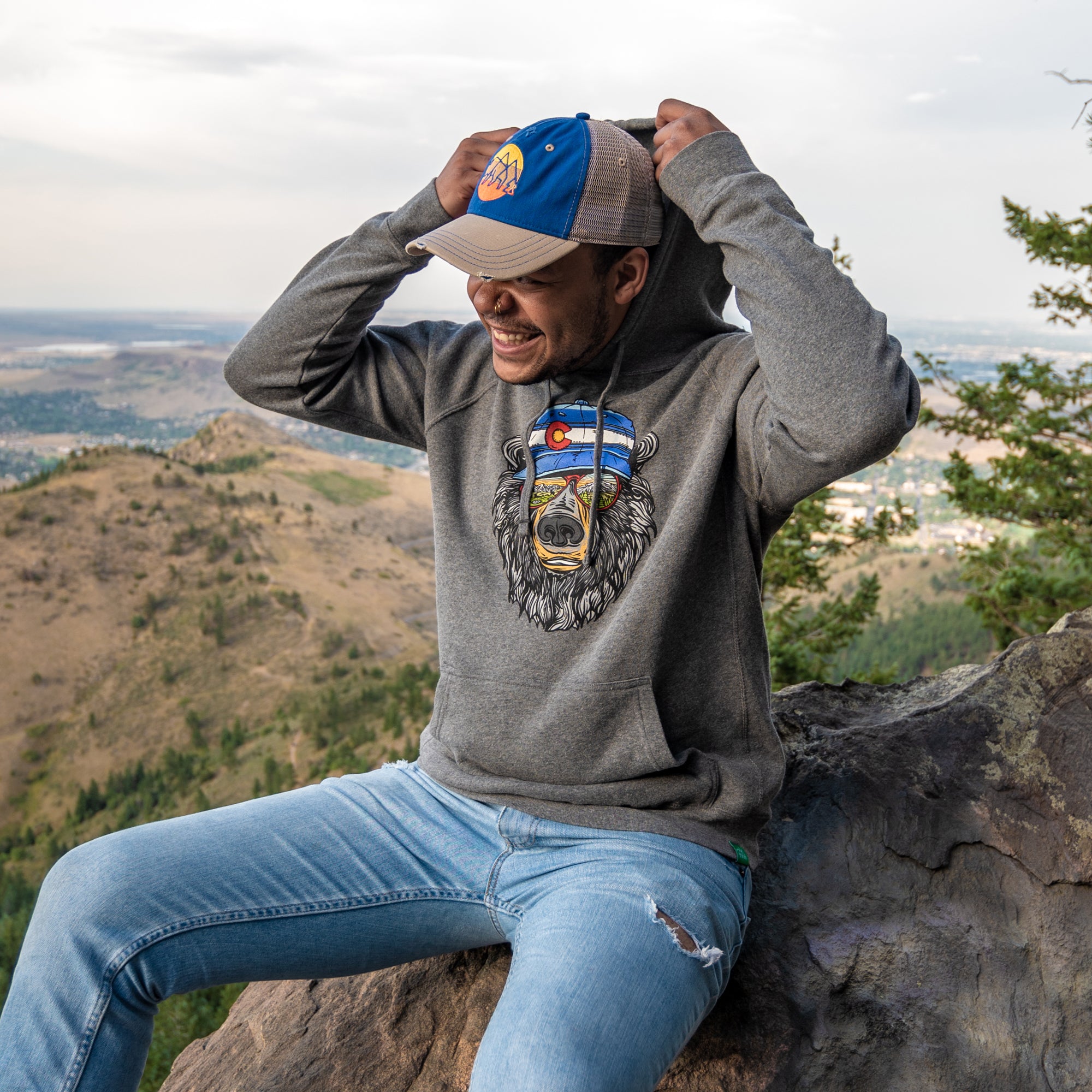 Miami Vice Grey Colorado Hoodie | Colorado Sweatshirt w/ Bear