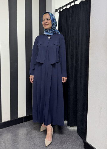Miss Dalida Triko Elbise Ceket Takım Navy Blue | Studio Nish