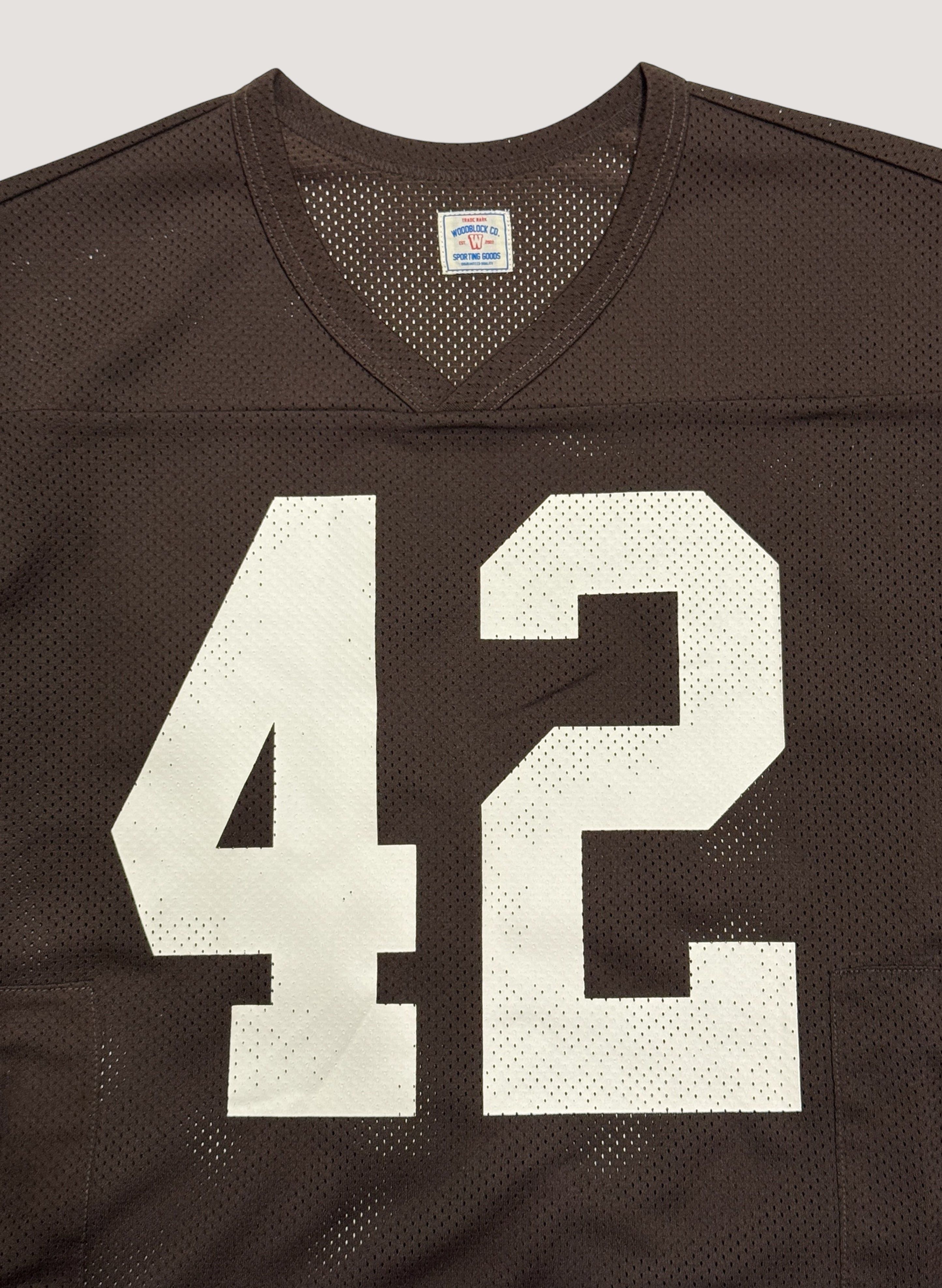 WOODBLOCK 42 MESH FOOTBALL LS SHIRT BROWN/WHITE (WB-25SS-004)