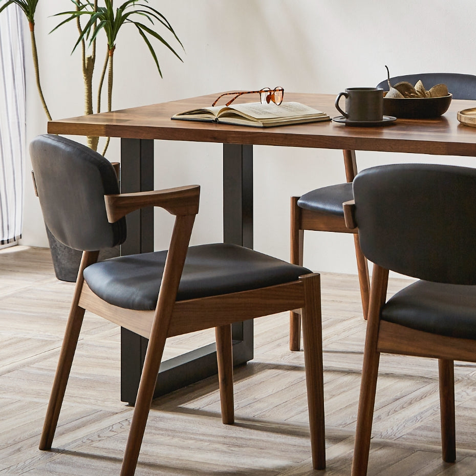 ウォールナット無垢材 ダイニングチェア リラックス 2脚セット