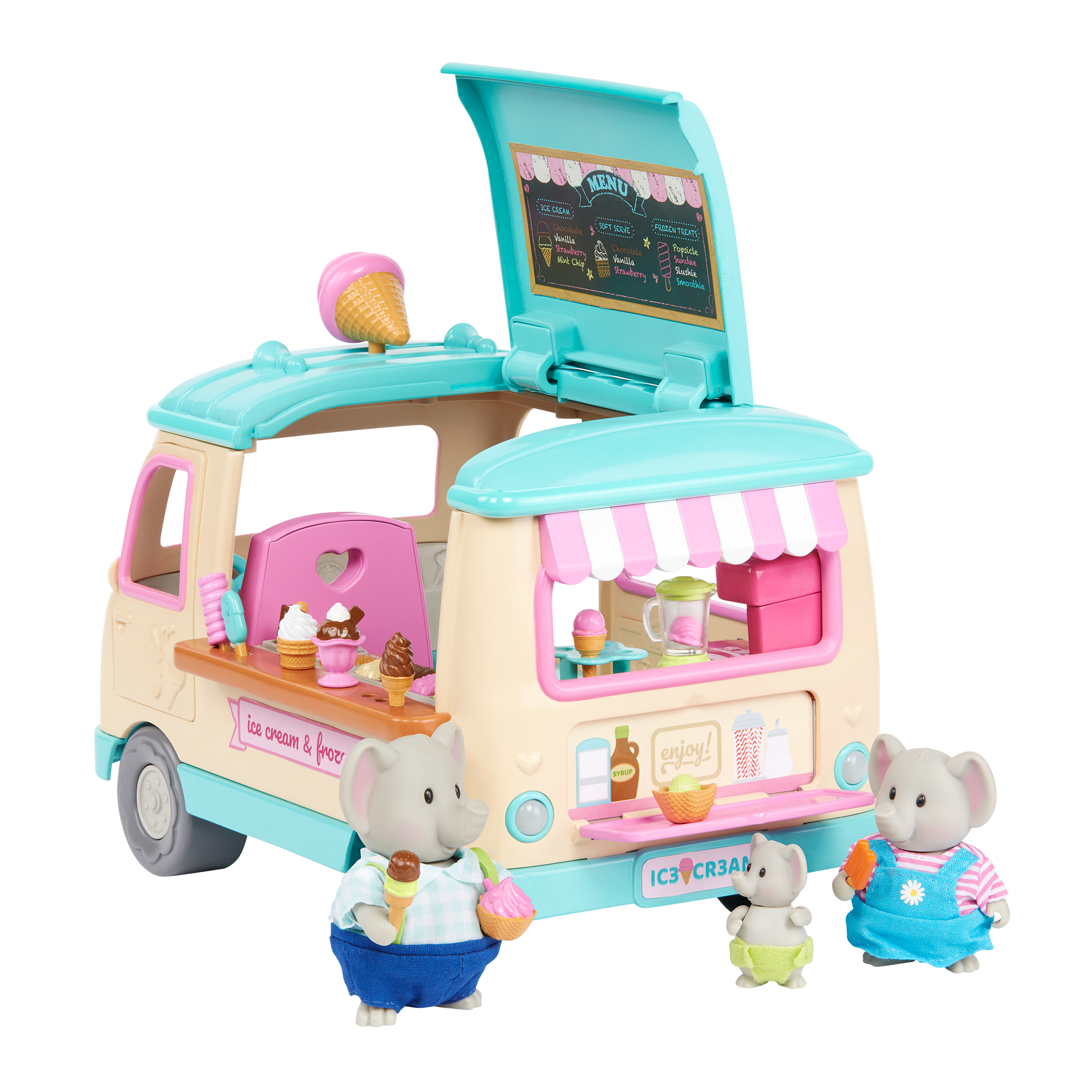 Scoops Ice Cream Truck | Playset with Toy Food | Li'l Woodzeez