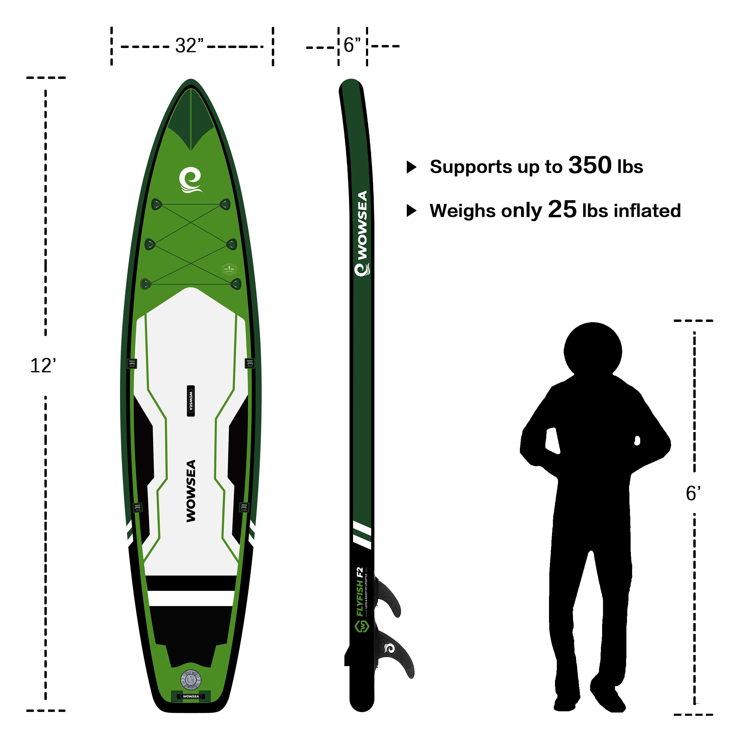 Flyfish F2 12'/366cm SUP Paddle Board Package | WOWSEA – WOWSEA SUP