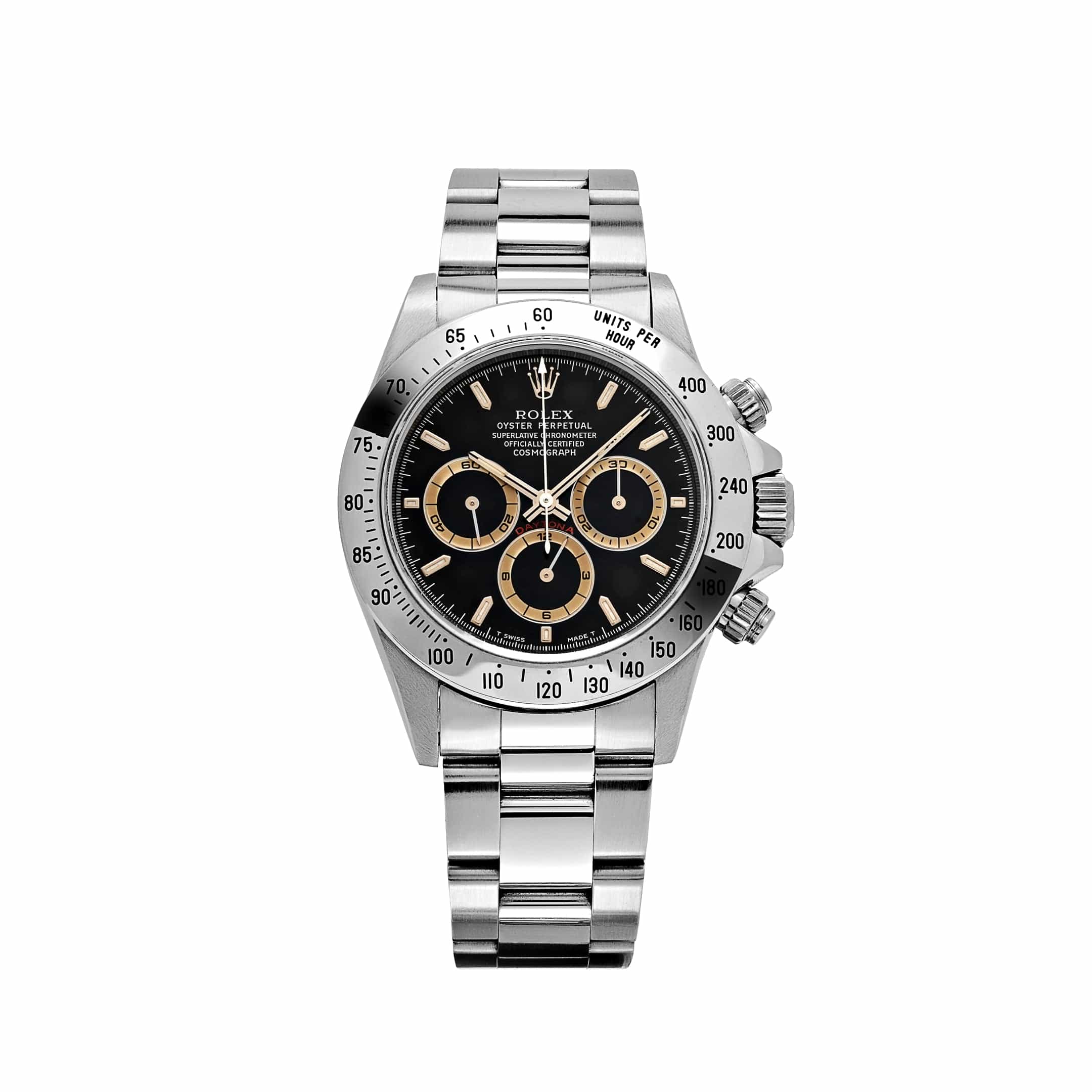 Rolex Daytona 16520 Stainless Steel Black Patrizzi Dial Zenith