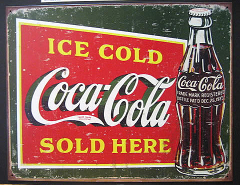 コカ・コーラ：ブリキ スティール看板