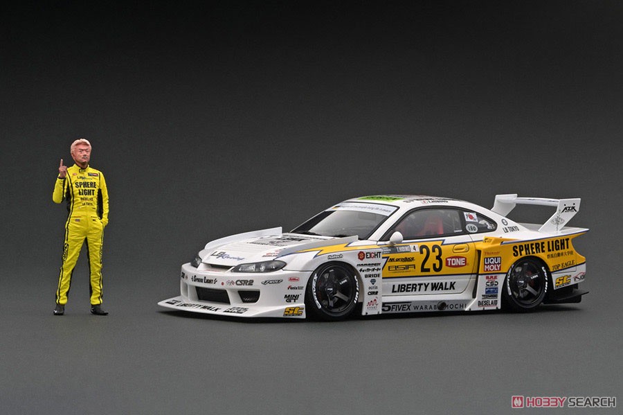 LBWK レースカー 1／18ミニカー S15ホワイト/イエロー
