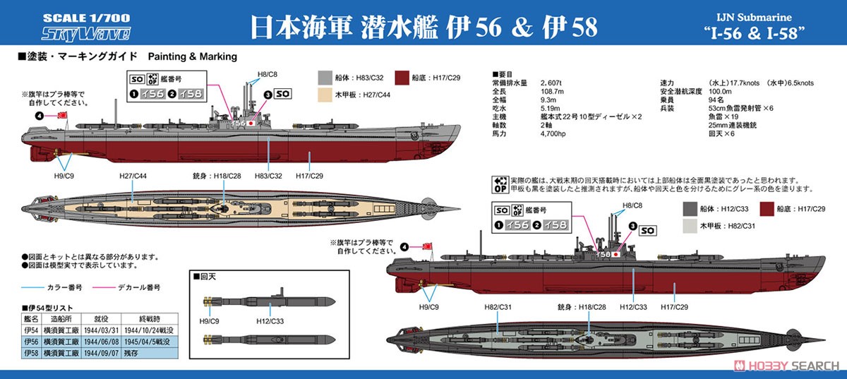 日本海軍 潜水艦 伊56＆伊58 (2隻入り) (プラモデル) - ホビーサーチ