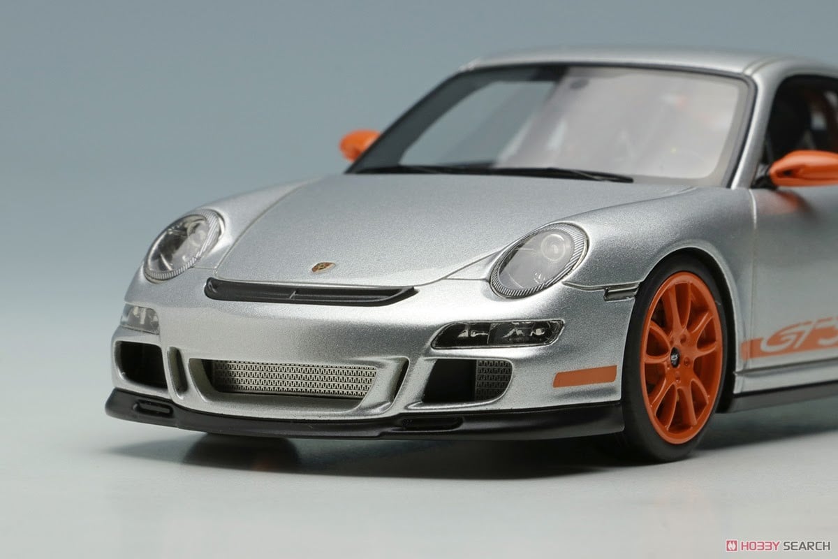 Porsche 911 (997) GT3 RS 2007 Arctic Silver/Orange Livery (Diecast