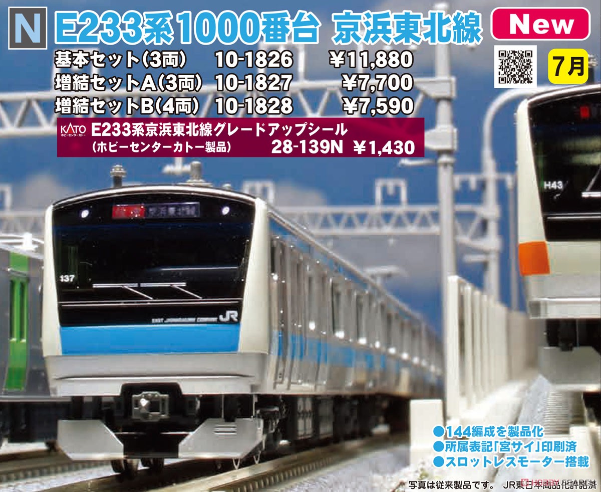 E233系1000番台 京浜東北線 増結セットA (増結・3両セット) (鉄道模型