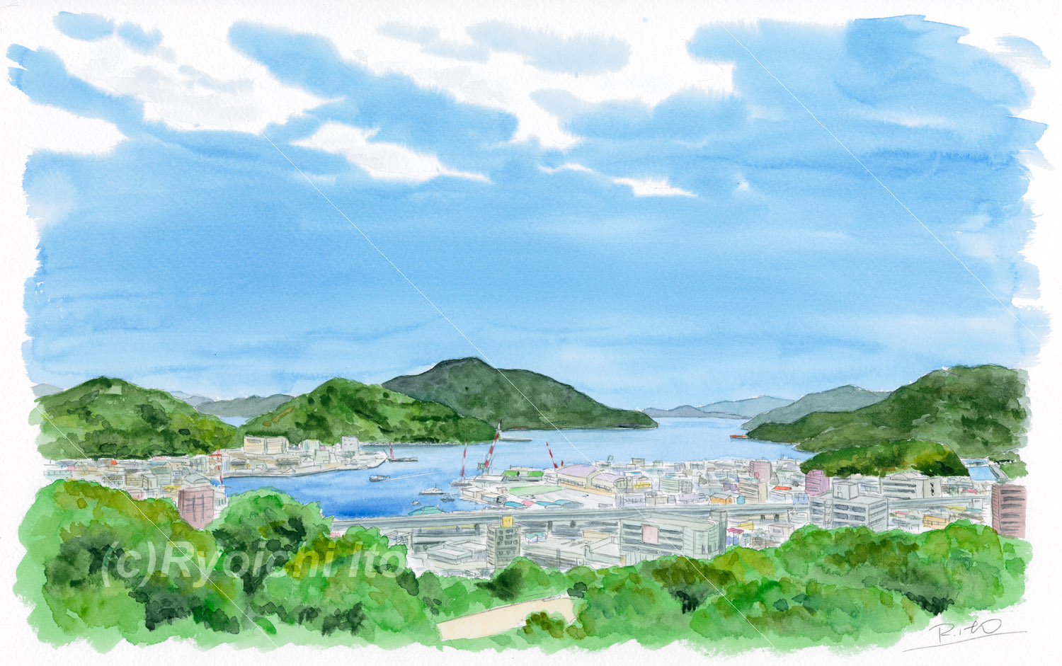 空気を感じる手描きの透明水彩画イラスト3 （オリジナル作品） - 心に