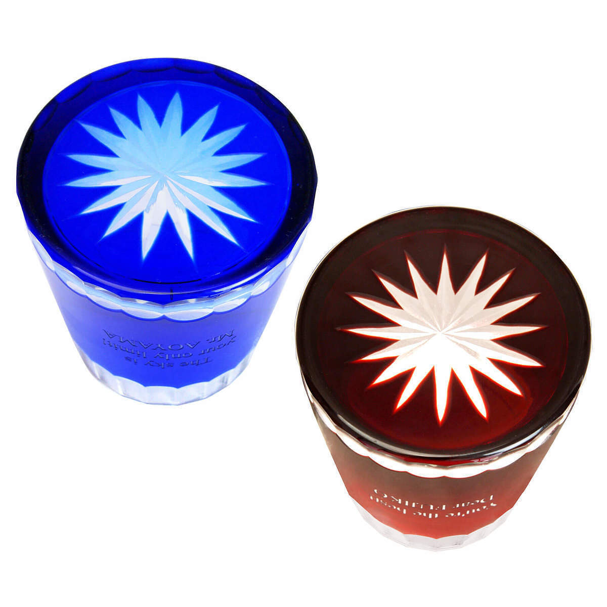 切子グラス 青富士＆赤富士ペア [ 2-U ]